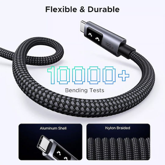 Ugreen LED USB 2.0 Cable USB-C Male - USB-C 100W PD Black 3m 35513