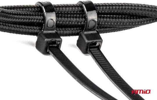 AMiO Plastic Cable Ties 200mmx2.5mm in Black Colour 100pcs 02152