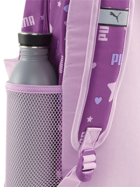 PUMA Phase Small Σχολική Τσάντα Πλάτης Γυμνασίου - Λυκείου Μωβ με Θήκη για Παγούρι 13lt