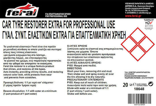 Feral Reifenglanzmittel Extra Flüssig Polieren für Bereifung Auto 20lt