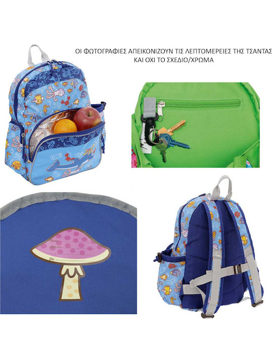 Laken Freskito Schulranzen Rucksack Kindergarten mit Flaschenhalter Hellblau 25 x 11 x 33cm