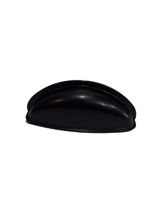 Black Italian Furniture Flush Handle Eureka 9413-064-mau Matte Finish Diameter 6.4cm