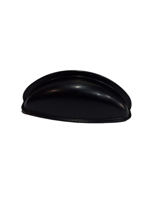 Black Italian Furniture Flush Handle Eureka 9413-064-mau Matte Finish Diameter 6.4cm
