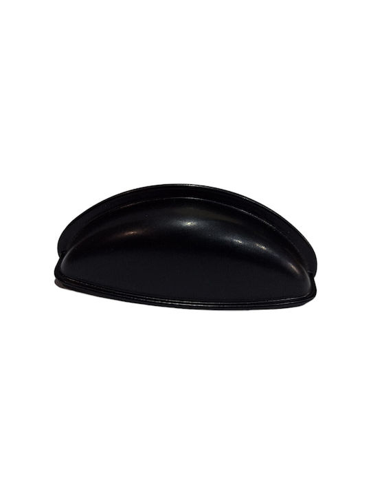 Black Italian Furniture Flush Handle Eureka 9413-064-mau Matte Finish Diameter 6.4cm