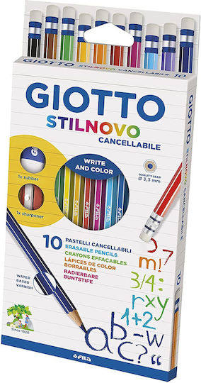 Giotto Stilnovo Erasable Colored Pencils Colored Pencil Set with Eraser & Sharpener Package of 1 packages