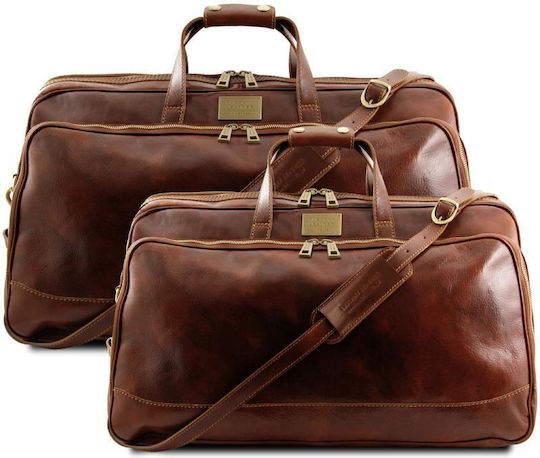 Tuscany Leather Bora Bora Σετ Σακ Βουαγιάζ Καφέ με Ρόδες από Δέρμα