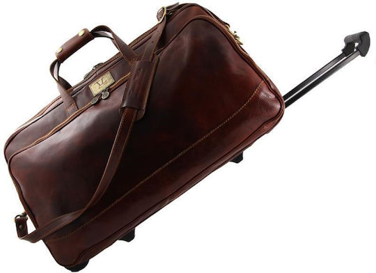 Tuscany Leather Bora Bora Σετ Σακ Βουαγιάζ Καφέ με Ρόδες από Δέρμα