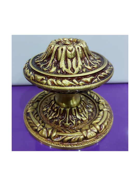 Spanish Brass Front Door Knob Coba 4874-000-20α1 Matte Gold Dimensions 70×70×61 Mm