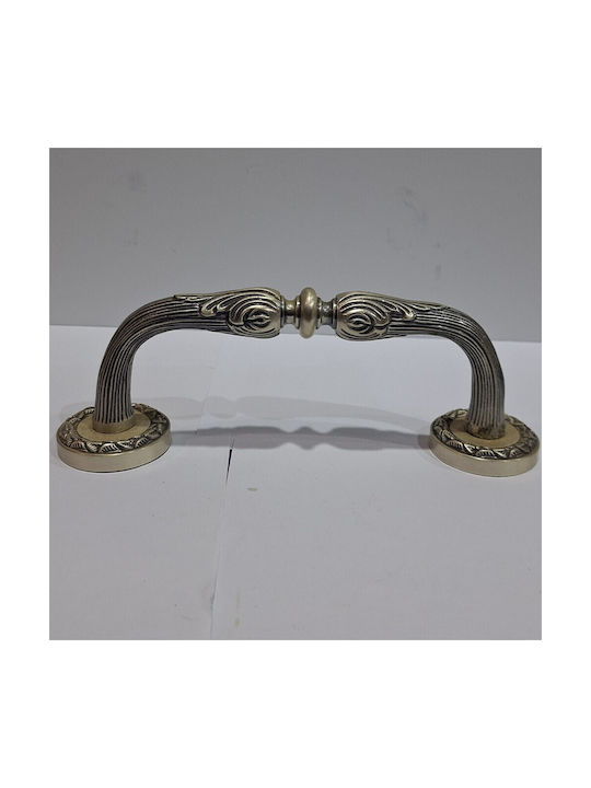 Spanish Brass Front Door Handle Mestre 4924-arg Antique Silver Length 18.5cm