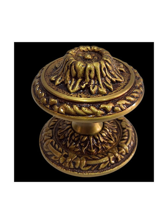 Spanish Brass Front Door Knob Coba 4874-000-20α1 Matte Gold Dimensions 70×70×61 Mm
