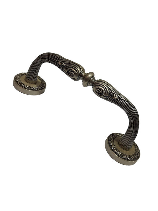 Spanish Brass Front Door Handle Mestre 4924-arg Antique Silver Length 18.5cm