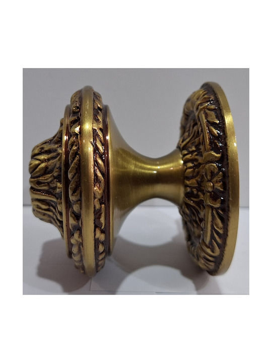 Spanish Brass Front Door Knob Coba 4874-000-20α1 Matte Gold Dimensions 70×70×61 Mm