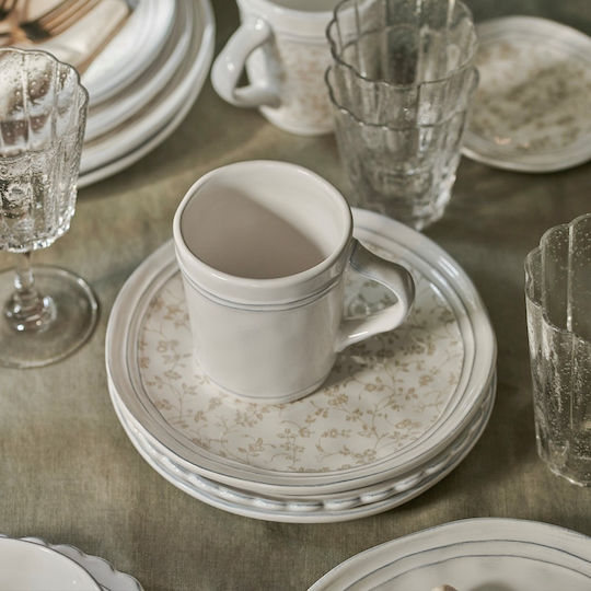 Laura Ashley Artisan Plate Shallow Ceramic White with Diameter 23cm