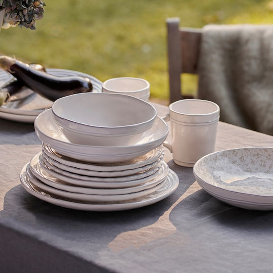 Laura Ashley Artisan Plate Shallow Ceramic White with Diameter 23cm