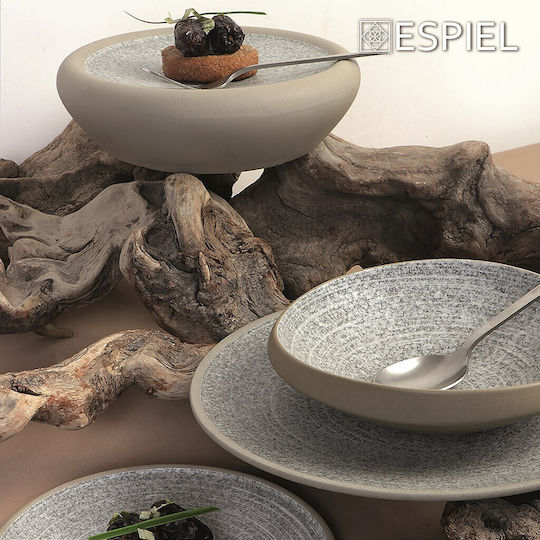Espiel Corsica Πιάτο Ρηχό Κεραμικό Γκρι με Διάμετρο 23.5cm