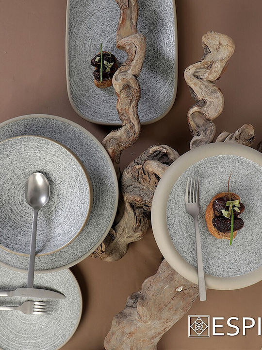 Espiel Corsica Plate Shallow Ceramic Gray with Diameter 23.5cm