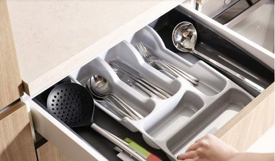 Curver Drawer Cutlery Tray LUN119 Opening Plastic 30x42x6.4cm Grey
