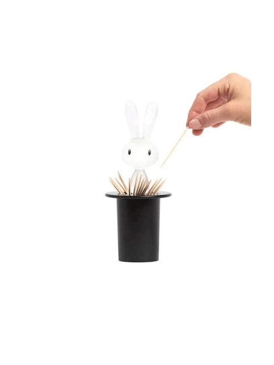 Alessi Toothpicks Case Magic Bunny Plastic 7x7x14cm Black