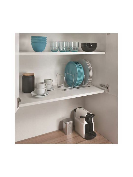 Metaltex Plates Cabinet Dish Rack Metallic in Silver Colour 14x30x16cm