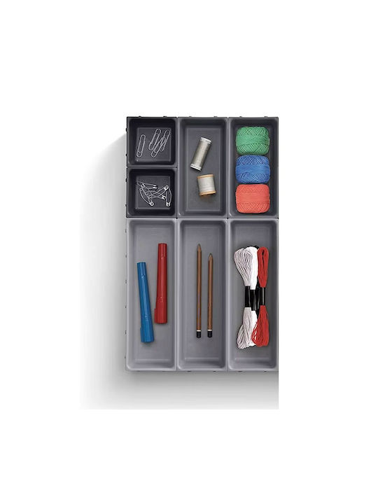Drawer Cutlery Tray Plastic 27x15.5x10cm 7 Pieces Grey