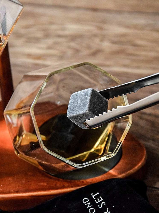 Mikamax Diamond Decanter Γυάλινη Καράφα Σερβιρίσματος Ουίσκι με Πώμα και Ποτήρια 850ml 3τμχ