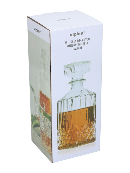Alpina Appliances Glass Carafe Glass Whiskey Decanter 8.5cm with Stopper 1000ml