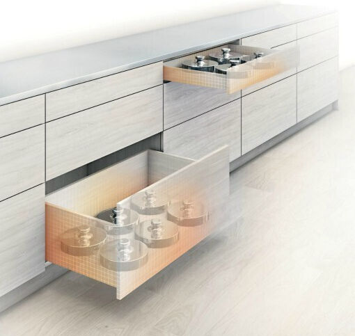 Οδηγος Κρυφος Συρταριου Blum Movento 760h Φρενο Tip On 100% Ανοιγμα 104-760h450tip