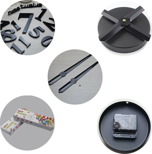 Ceas De Perete Autocolant Acrilic 3d Diy Cu Numere Romboidale Argintii