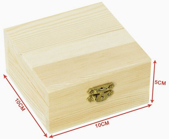 Tpster Ξύλινο Κουτί Αποθήκευσης με Καπάκι 10x10x5cm