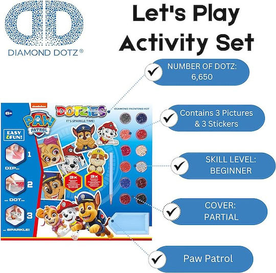 Diamond Dotz Let's Play Paw Patrol Segeltuch Diamond Painting Kit DTZ10008