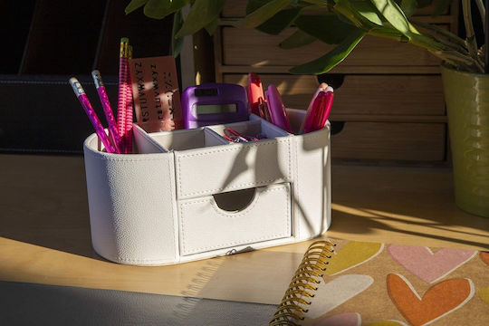 Organizator De Birou Din Piele Alb 25x17.5cm 1 Bucată
