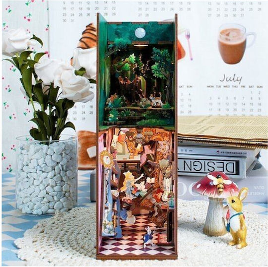 Държач за Книги Пъзел 3D Дървен Book Nook Alice In Wonderland