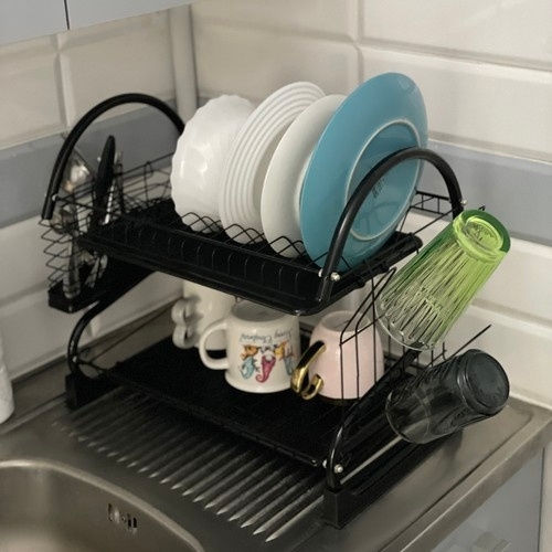 Ruhhy Scurgător De Chiuvetă Din Plastic Negru 37x55x25cm