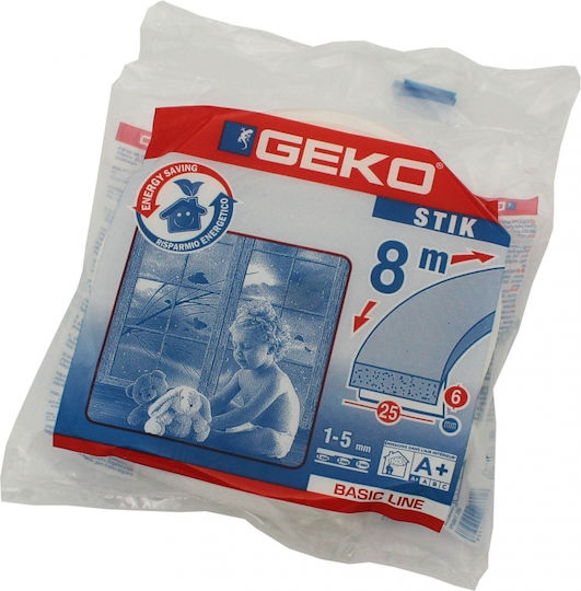 Geko Foam Self-Adhesive Tape Draft Stopper Window in White Color 8mx2.5cm