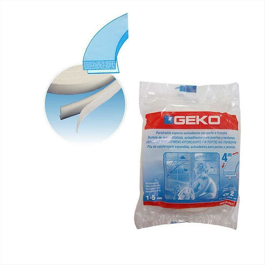 Geko Foam Self-Adhesive Tape Draft Stopper Window in White Color 4mx3cm