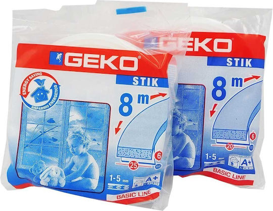 Geko Foam Self-Adhesive Tape Draft Stopper Window in White Color 8mx1.5cm
