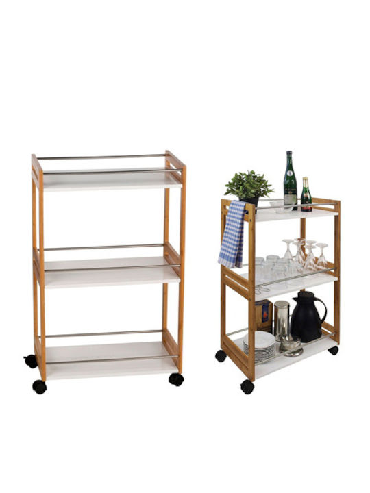 Koopman Troleu De Bucătărie Din Lemn Capacitate 3 Multicolor 51x30x80cm