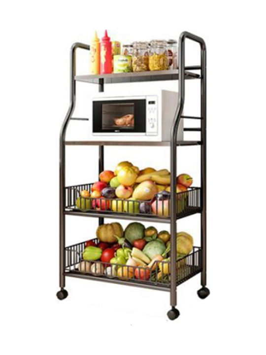 Newest Metallic Kitchen Trolley 4 Tiers Black 54x35x125cm A970BL