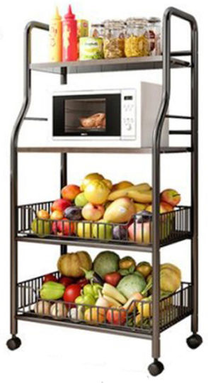 Newest Metallic Kitchen Trolley 4 Tiers Black 54x35x125cm A970BL