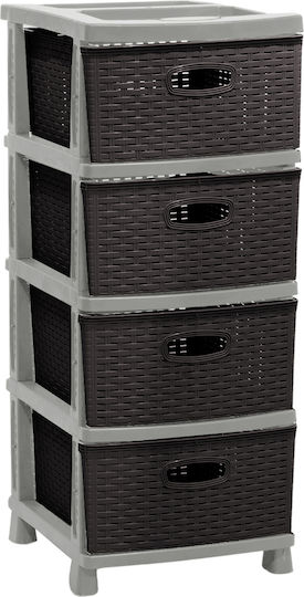Viosarp Plastic Drawer Unit 4 Tiers Gray 43x36x90cm