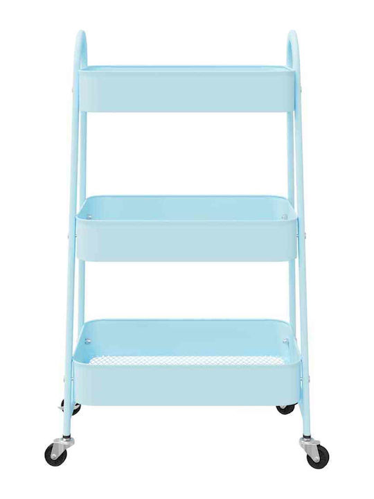 vidaXL Metallic Kitchen Trolley 3 Tiers Blue 42x41.5x77cm
