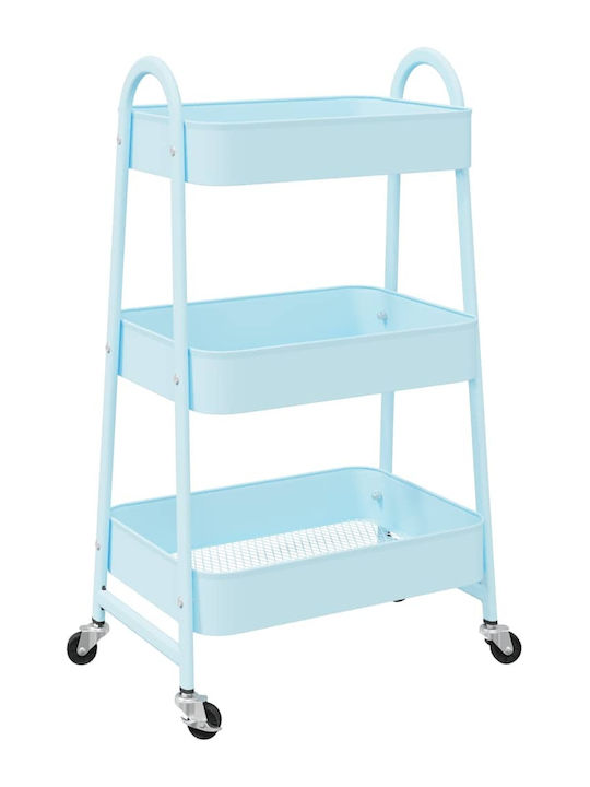 vidaXL Metallic Kitchen Trolley 3 Tiers Blue 42x41.5x77cm