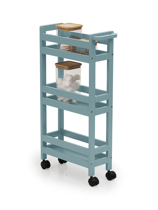 5Five Wooden Kitchen Trolley 3 Tiers Blue 40x15x75cm