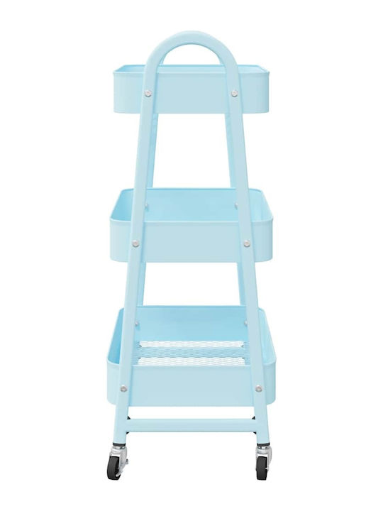 vidaXL Metallic Kitchen Trolley 3 Tiers Blue 42x41.5x77cm