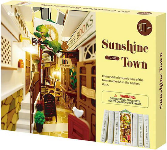 Robotime Παιχνίδι Κατασκευών Ξύλινo DIY Sunshine Town Miniature Bookend για Παιδιά 14+ Ετών