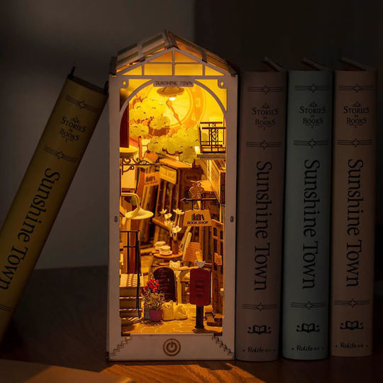 Robotime Παιχνίδι Κατασκευών Ξύλινo DIY Sunshine Town Miniature Bookend για Παιδιά 14+ Ετών