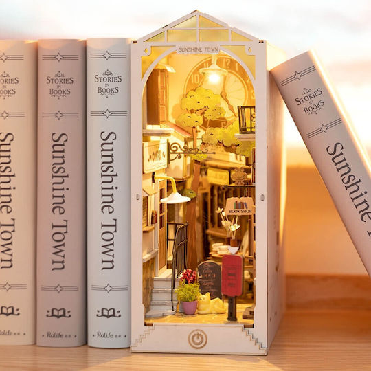 Robotime Παιχνίδι Κατασκευών Ξύλινo DIY Sunshine Town Miniature Bookend για Παιδιά 14+ Ετών