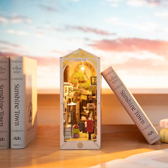 Robotime Παιχνίδι Κατασκευών Ξύλινo DIY Sunshine Town Miniature Bookend για Παιδιά 14+ Ετών