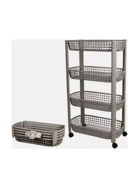 Plastic Kitchen Trolley 4-Tier Brown 46.5x26x79cm