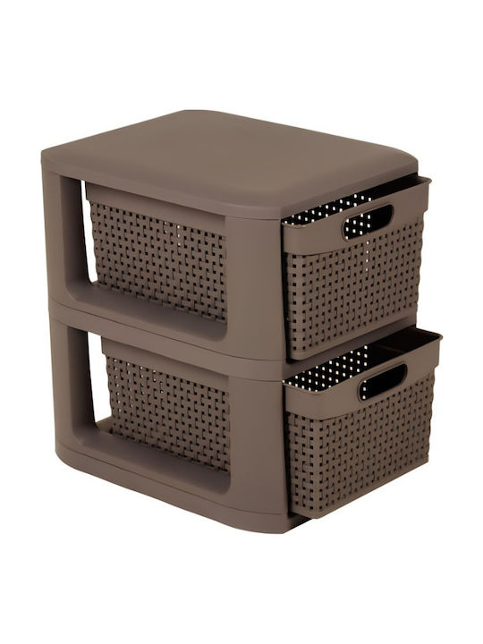 Homeplast Norma Perforated Plastic Drawer Unit 2 Tiers Brown 33x26x34.5cm